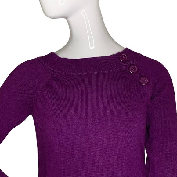 Loft Ann Taylor Women Top Pullover Plum Size S 3/4 Sleeve - Picture 3 of 7